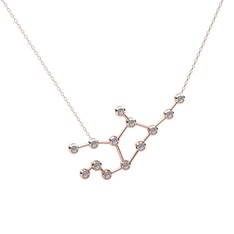 Virgo Kolye - Swarovski 8 ayar rose altın kolye (40 cm rose altın rolo zincir) #x42ria