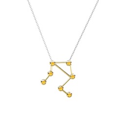 Libra Kolye - Sitrin 14 ayar altın kolye (40 cm beyaz altın rolo zincir) #11xnw8l