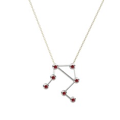 Libra Kolye - Garnet 14 ayar beyaz altın kolye (40 cm altın rolo zincir) #1318cyx