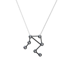 Libra Kolye - Swarovski 925 ayar siyah rodyum kaplama gümüş kolye (40 cm beyaz altın rolo zincir) #14kq5of