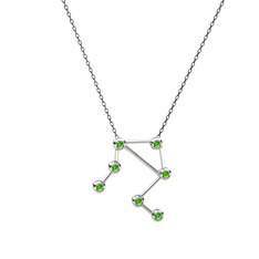 Peridot 8 ayar beyaz altın kolye (40 cm gümüş rolo zincir)
