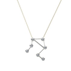 Libra Kolye - Swarovski 14 ayar beyaz altın kolye (40 cm altın rolo zincir) #19mmsn