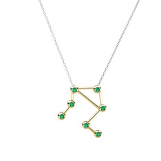 Libra Kolye - Yeşil kuvars 14 ayar altın kolye (40 cm gümüş rolo zincir) #1bkl8da