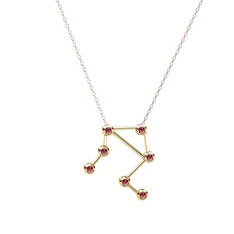 Libra Kolye - Rodolit garnet 18 ayar altın kolye (40 cm rose altın rolo zincir) #1cbvx40