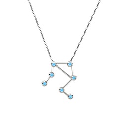 Libra Kolye - Akuamarin 925 ayar gümüş kolye (40 cm gümüş rolo zincir) #1cv359t