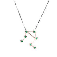 Libra Kolye - Yeşil kuvars 925 ayar rose altın kaplama gümüş kolye (40 cm gümüş rolo zincir) #1dzjcn1