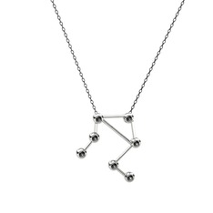 Libra Kolye - Siyah zirkon 8 ayar beyaz altın kolye (40 cm gümüş rolo zincir) #1gfpd9p