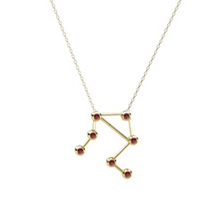 Libra Kolye - Kök yakut 18 ayar altın kolye (40 cm gümüş rolo zincir) #1gmcyjs
