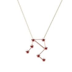 Libra Kolye - Garnet 18 ayar rose altın kolye (40 cm altın rolo zincir) #1houe9z