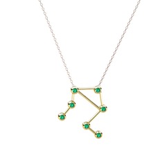 Libra Kolye - Yeşil kuvars 14 ayar altın kolye (40 cm gümüş rolo zincir) #1kiqsfv