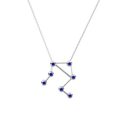Libra Kolye - Lab safir 925 ayar gümüş kolye (40 cm beyaz altın rolo zincir) #1ld0wue