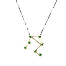 Libra Kolye - Kök zümrüt 925 ayar altın kaplama gümüş kolye (40 cm gümüş rolo zincir) #1pk192i
