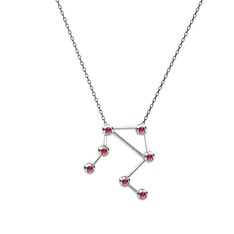 Rodolit garnet 18 ayar beyaz altın kolye (40 cm gümüş rolo zincir)