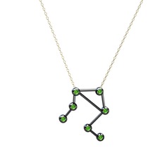 Libra Kolye - Peridot 925 ayar siyah rodyum kaplama gümüş kolye (40 cm altın rolo zincir) #1qp8koq