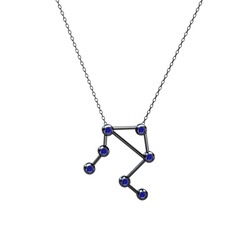 Libra Kolye - Lab safir 925 ayar siyah rodyum kaplama gümüş kolye (40 cm gümüş rolo zincir) #1s65g2i