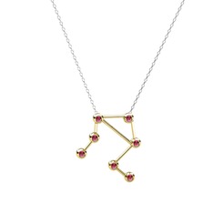 Rodolit garnet 8 ayar altın kolye (40 cm beyaz altın rolo zincir)