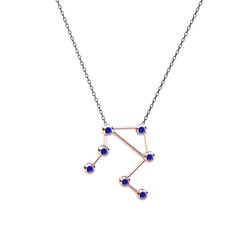 Libra Kolye - Lab safir 8 ayar rose altın kolye (40 cm gümüş rolo zincir) #1t5ryvf