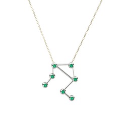Libra Kolye - Yeşil kuvars 18 ayar beyaz altın kolye (40 cm altın rolo zincir) #1wazna1