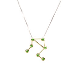 Libra Kolye - Peridot 18 ayar altın kolye (40 cm rose altın rolo zincir) #2o7sfu
