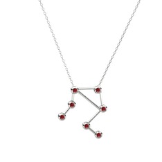 Garnet 14 ayar beyaz altın kolye (40 cm beyaz altın rolo zincir)