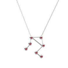 Libra Kolye - Rodolit garnet 14 ayar beyaz altın kolye (40 cm beyaz altın rolo zincir) #88pa5x