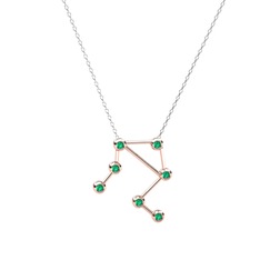 Libra Kolye - Yeşil kuvars 925 ayar rose altın kaplama gümüş kolye (40 cm beyaz altın rolo zincir) #cisrgn