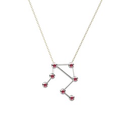 Rodolit garnet 18 ayar beyaz altın kolye (40 cm altın rolo zincir)