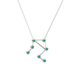 Libra Kolye - Yeşil kuvars 925 ayar gümüş kolye (40 cm beyaz altın rolo zincir) #dnd1ko
