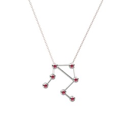 Libra Kolye - Rodolit garnet 8 ayar beyaz altın kolye (40 cm rose altın rolo zincir) #f4uu0g