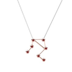 Libra Kolye - Garnet 18 ayar rose altın kolye (40 cm gümüş rolo zincir) #fmfhco