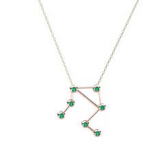 Libra Kolye - Yeşil kuvars 925 ayar rose altın kaplama gümüş kolye (40 cm altın rolo zincir) #i01s78