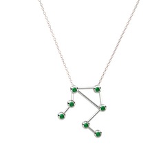 Libra Kolye - Kök zümrüt 925 ayar gümüş kolye (40 cm rose altın rolo zincir) #j4agsp