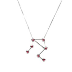 Libra Kolye - Rodolit garnet 18 ayar beyaz altın kolye (40 cm beyaz altın rolo zincir) #jxik37