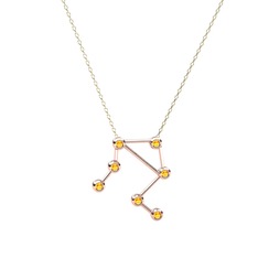 Libra Kolye - Sitrin 18 ayar rose altın kolye (40 cm altın rolo zincir) #l7bejh