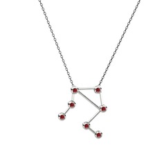 Garnet 925 ayar gümüş kolye (40 cm gümüş rolo zincir)