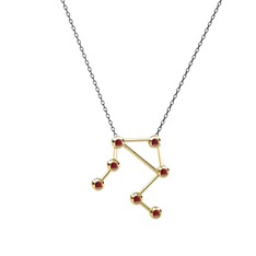 Libra Kolye - Garnet 8 ayar altın kolye (40 cm gümüş rolo zincir) #o0azsl