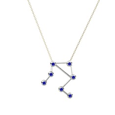 Lab safir 925 ayar gümüş kolye (40 cm altın rolo zincir)