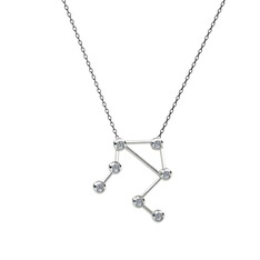 Libra Kolye - Beyaz zirkon 18 ayar beyaz altın kolye (40 cm gümüş rolo zincir) #ollj45
