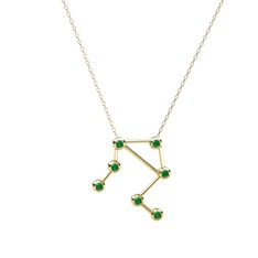Libra Kolye - Kök zümrüt 18 ayar altın kolye (40 cm gümüş rolo zincir) #p6bhxb