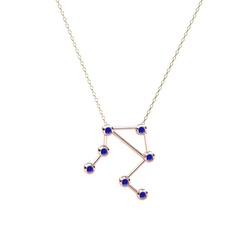 Libra Kolye - Lab safir 8 ayar rose altın kolye (40 cm altın rolo zincir) #re0cut