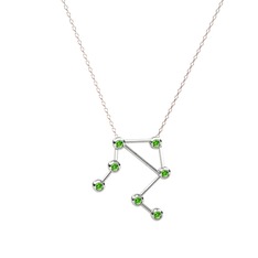 Libra Kolye - Peridot 14 ayar beyaz altın kolye (40 cm rose altın rolo zincir) #s96mci