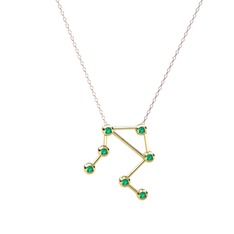 Libra Kolye - Yeşil kuvars 18 ayar altın kolye (40 cm rose altın rolo zincir) #tkt84c