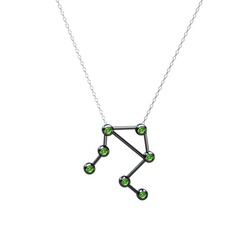 Libra Kolye - Peridot 925 ayar siyah rodyum kaplama gümüş kolye (40 cm beyaz altın rolo zincir) #vffv3f