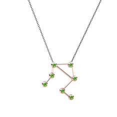Peridot 925 ayar rose altın kaplama gümüş kolye (40 cm gümüş rolo zincir)