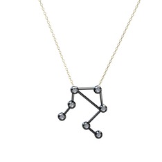 Libra Kolye - Pırlanta 925 ayar siyah rodyum kaplama gümüş kolye (0.252 karat, 40 cm altın rolo zincir) #vxsl84