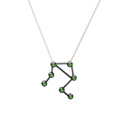 Libra Kolye - Peridot 925 ayar siyah rodyum kaplama gümüş kolye (40 cm gümüş rolo zincir) #x496e3