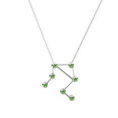 Libra Kolye - Peridot 14 ayar beyaz altın kolye (40 cm beyaz altın rolo zincir) #xkcu7t