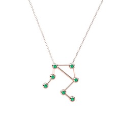Libra Kolye - Yeşil kuvars 8 ayar rose altın kolye (40 cm rose altın rolo zincir) #xzqrn0