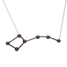 Garnet 925 ayar siyah rodyum kaplama gümüş kolye (40 cm beyaz altın rolo zincir)