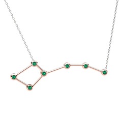 Ursa Minor Kolye - Yeşil kuvars 925 ayar rose altın kaplama gümüş kolye (40 cm beyaz altın rolo zincir) #11pfppc